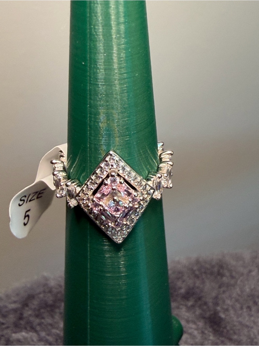 .925 Sterling Silver Ring with Rose Quartz Cubic Zirconia - Women Jewelry